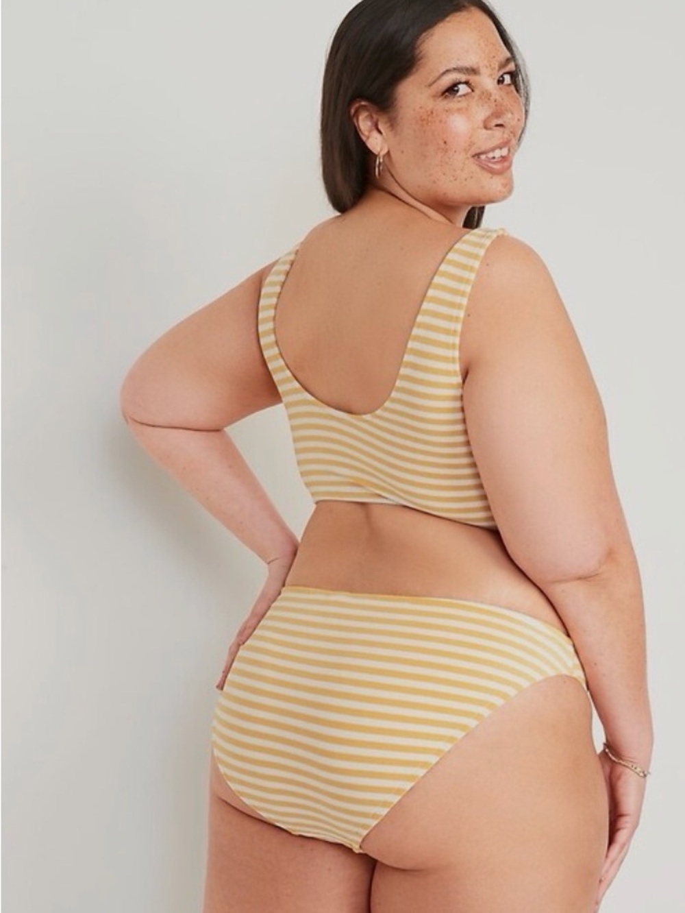 NWT Old Navy Striped Scoop-Back Bikini Set in Yellow Cream